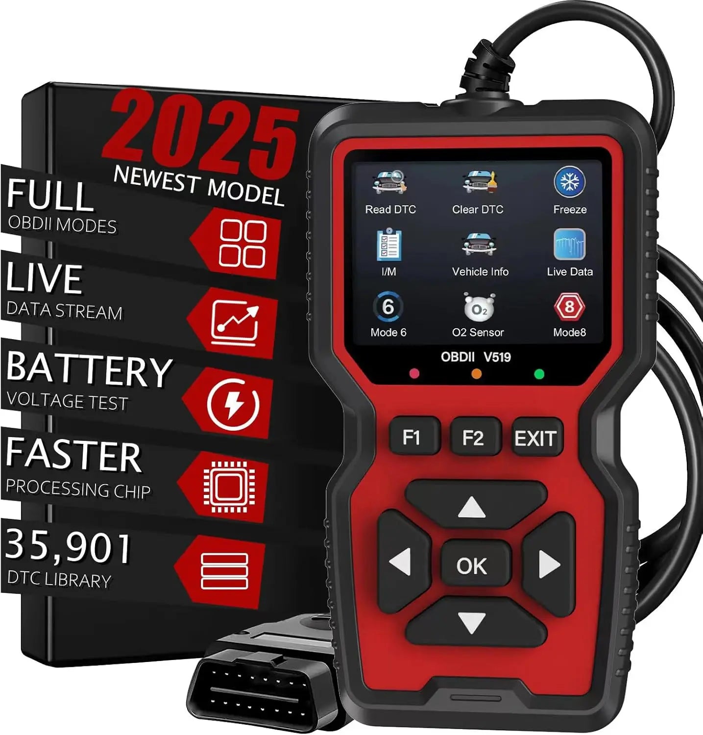 V519 OBD2 Live Data Scanner Professional Mechanical OBDII Diagnostic Code Reader Tool for Check Engine Light Read/Erase Codes