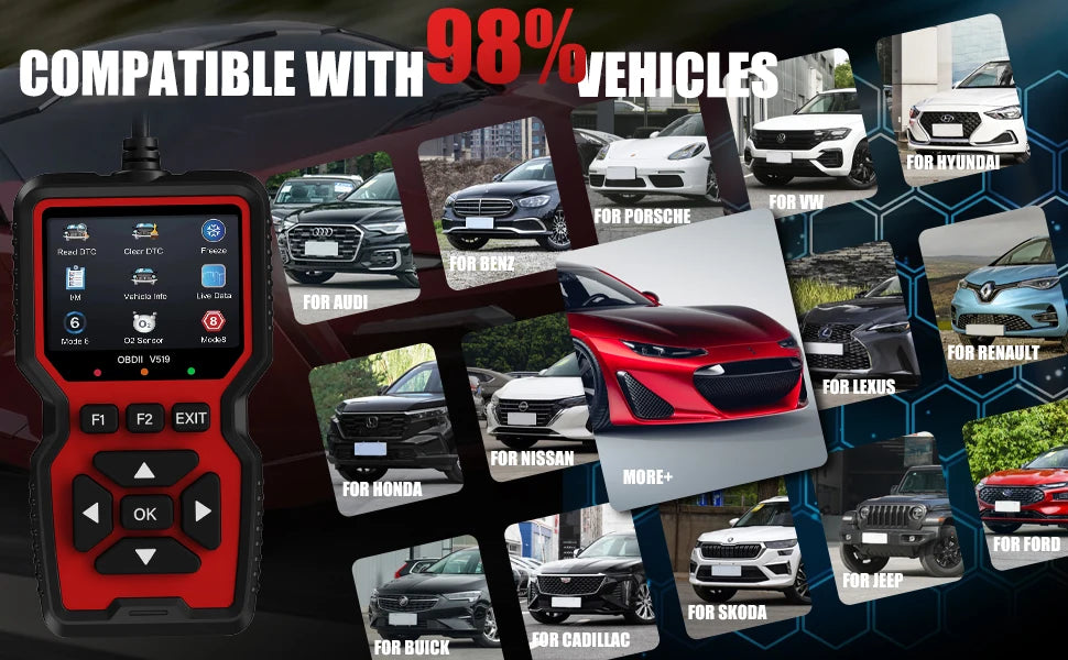 V519 OBD2 Live Data Scanner Professional Mechanical OBDII Diagnostic Code Reader Tool for Check Engine Light Read/Erase Codes