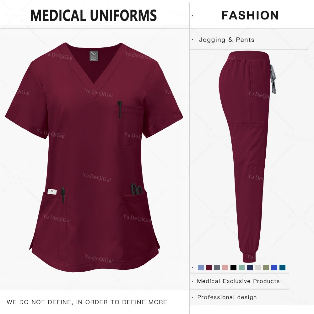 Pink Clinical Uniform Woman Pharmacy Workwear Nurse Uniform Hospital Doctor Oral Dental Surgery Uniforms Medical Scrubs Sets New