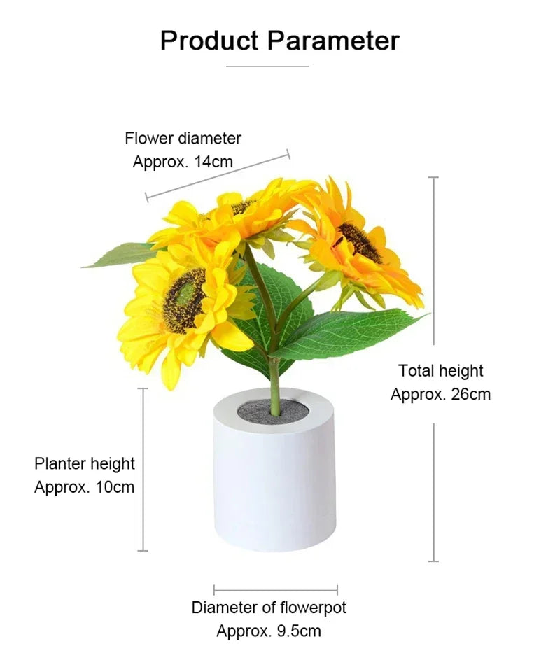 3 LED Night Light Rechargeable Sunflower Lights Interior Lighting Bedroom Bedside Desktop Decoration Table Lamp Night Lamps