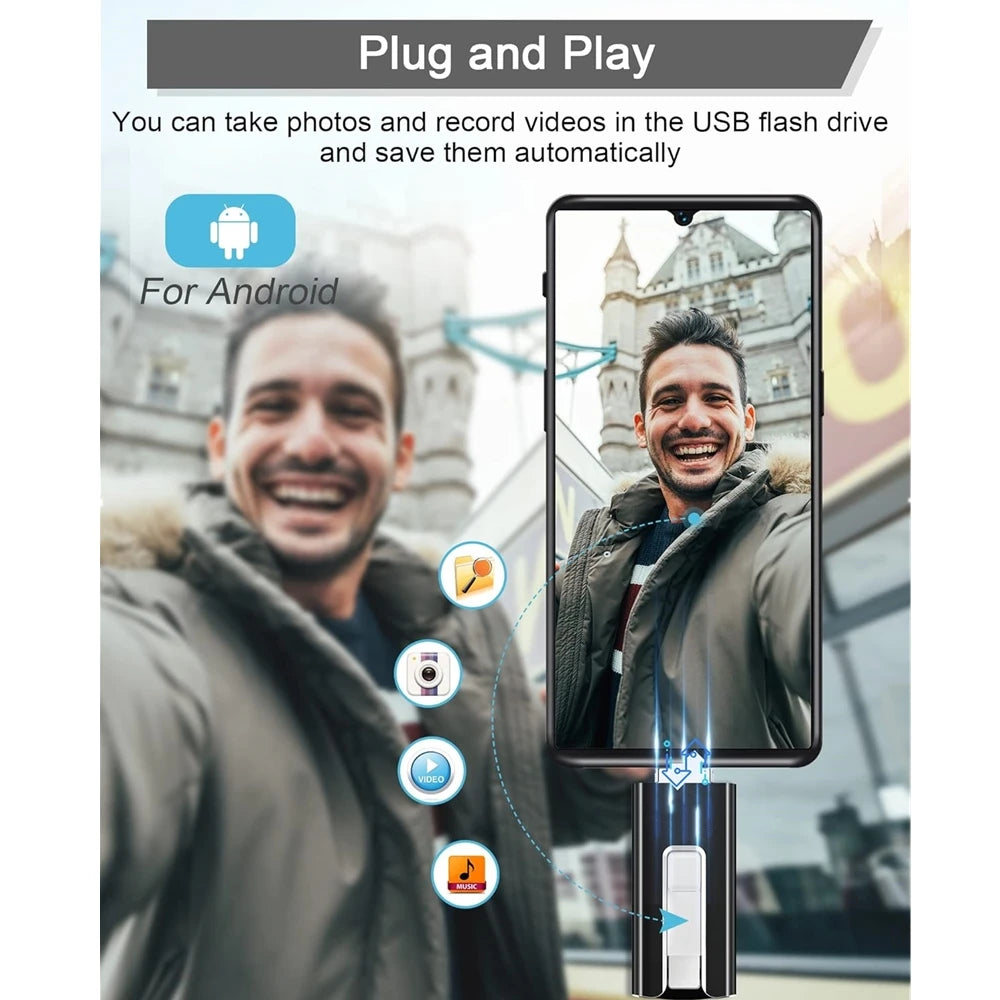 4in1 OTG 512GB 256GB for iPhone USB 3.0 Flash Drive 2TB 1T Android TYPE-C PenDrive Mobile Micro USB Memory Stick Drive free