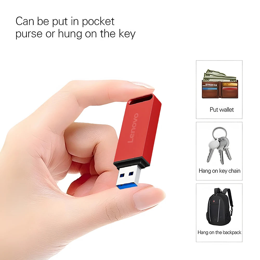 Lenovo 64TB USB Flash Drives USB3.2 Super High Speed Transfer PenDrive 16TB Portable Pen Drive Waterproof Memoria Usb Flash Disk