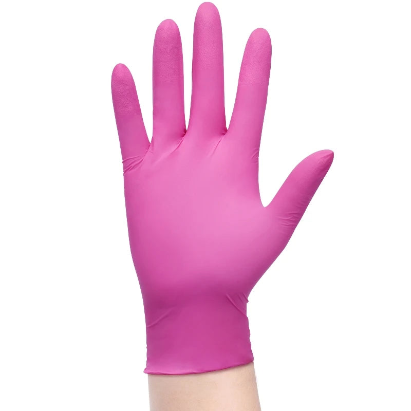 20/100PCS Pink Nitrile Disposable Gloves Latex Free Cleaning Gloves for Kitchen Cooking Household Beauty Petcare Hair Dye Gloves