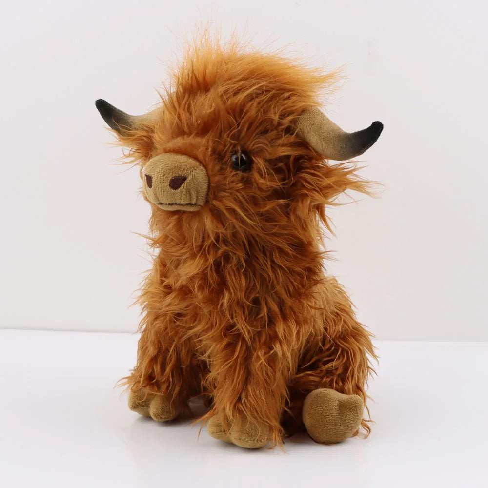 Highland Cow Plush Toy - Adorable Realistic Stuffed Animal with Long Fluffy Hair, Soft Cuddly Gift for Kids, Children & Collecto