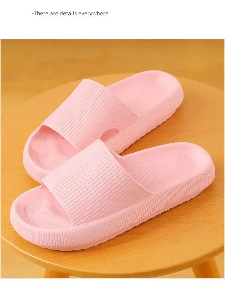 EVA Beach Slippers Thick Sole 4cm Cloud-Like Comfort Home Use Couple Height Increasing Indoor Solid Color Summer Sandals