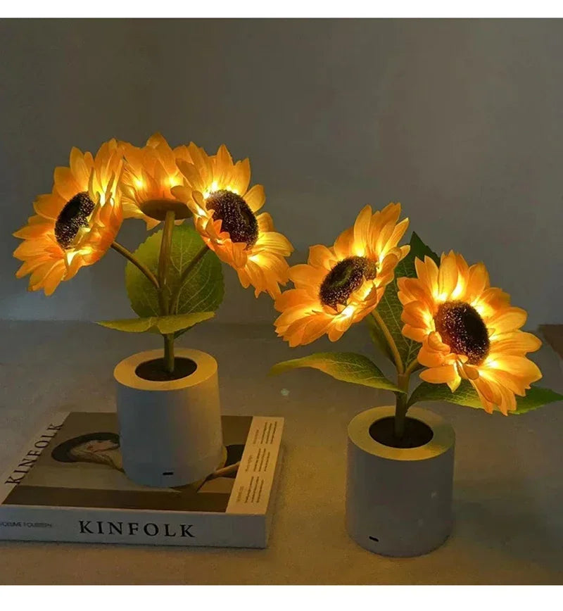3 LED Night Light Rechargeable Sunflower Lights Interior Lighting Bedroom Bedside Desktop Decoration Table Lamp Night Lamps