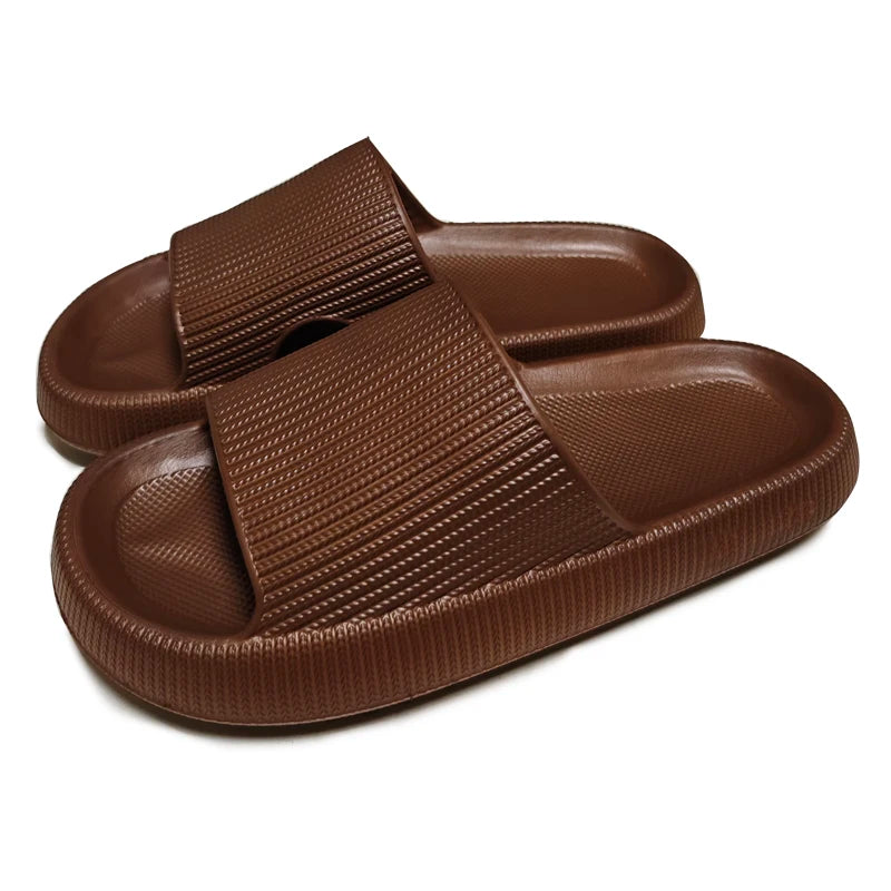 EVA Beach Slippers Thick Sole 4cm Cloud-Like Comfort Home Use Couple Height Increasing Indoor Solid Color Summer Sandals
